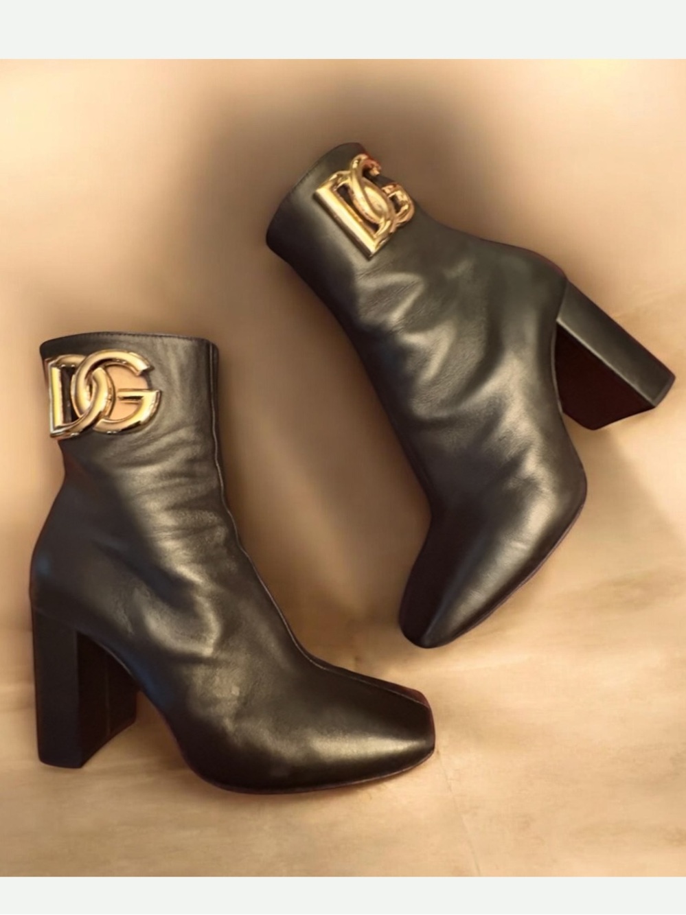 Dolce Gabbana Women's Jackie 90 Black Nappa Leather Ankle Boots, Size-8.5